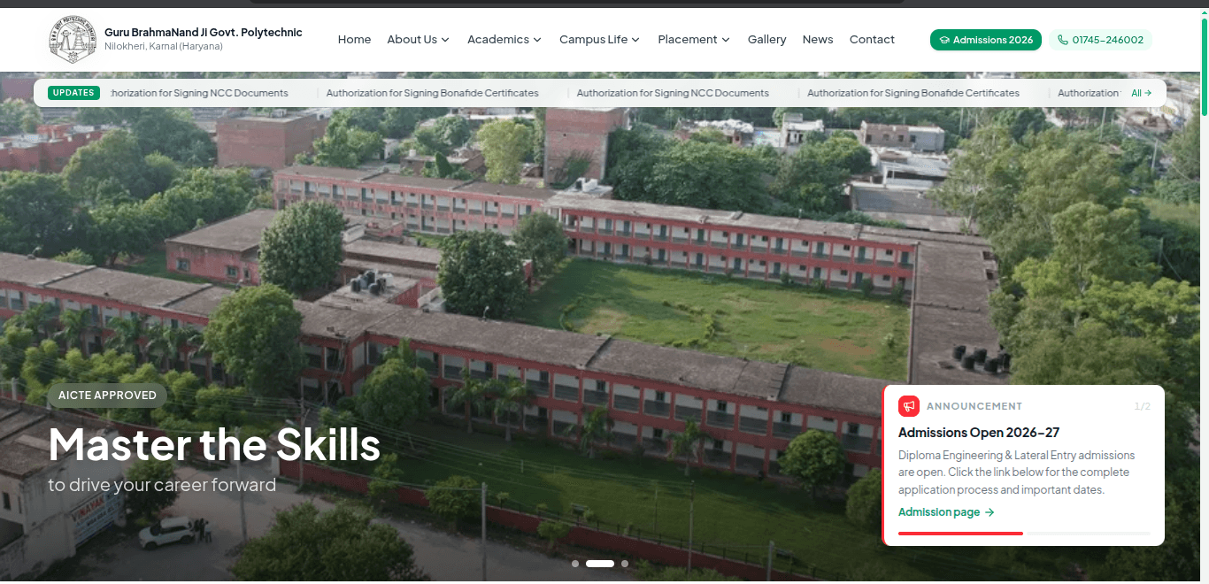 Screenshot proof for Government Polytechnic Nilokheri